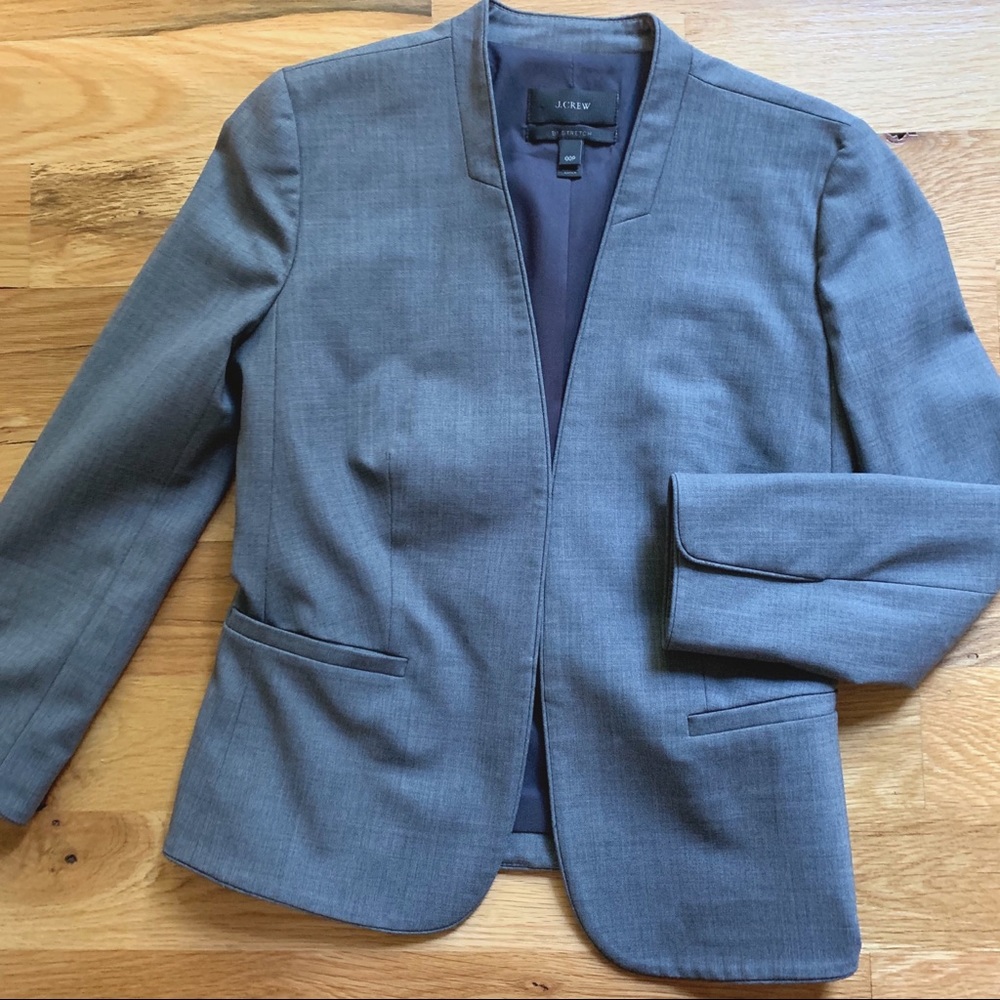 J. Crew Collarless Grey Blazer